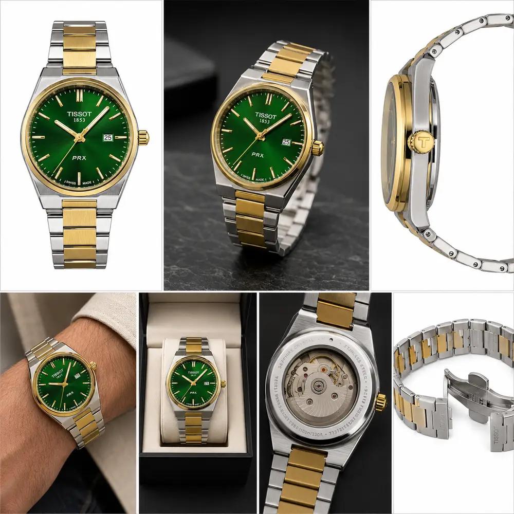 Tissot PRX Green Dial Automatic Two-Tone Watch