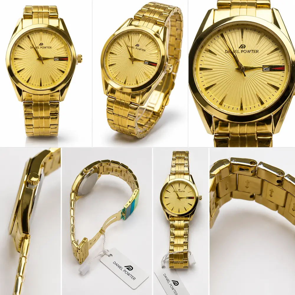 Daniel Powter Gold Sunburst Analog Watch