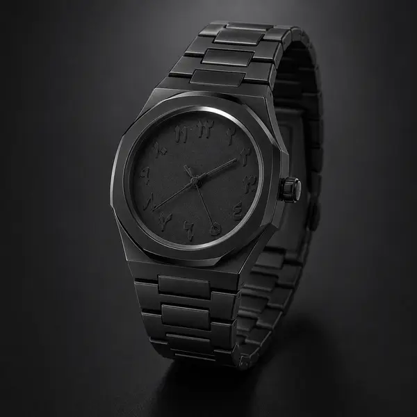 Noir Eclipse Arabic Black Steel Watch