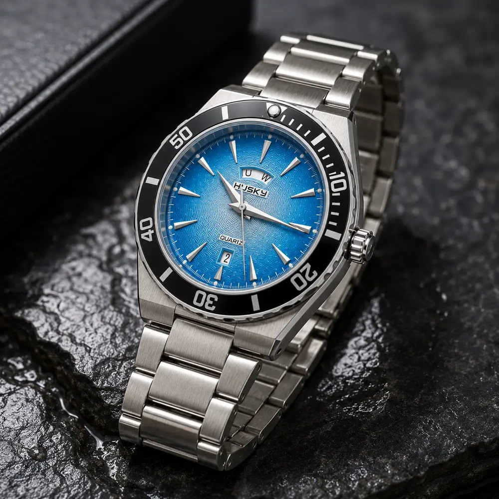 HUSKY Glacier Blue Stainless Steel Men's Watch