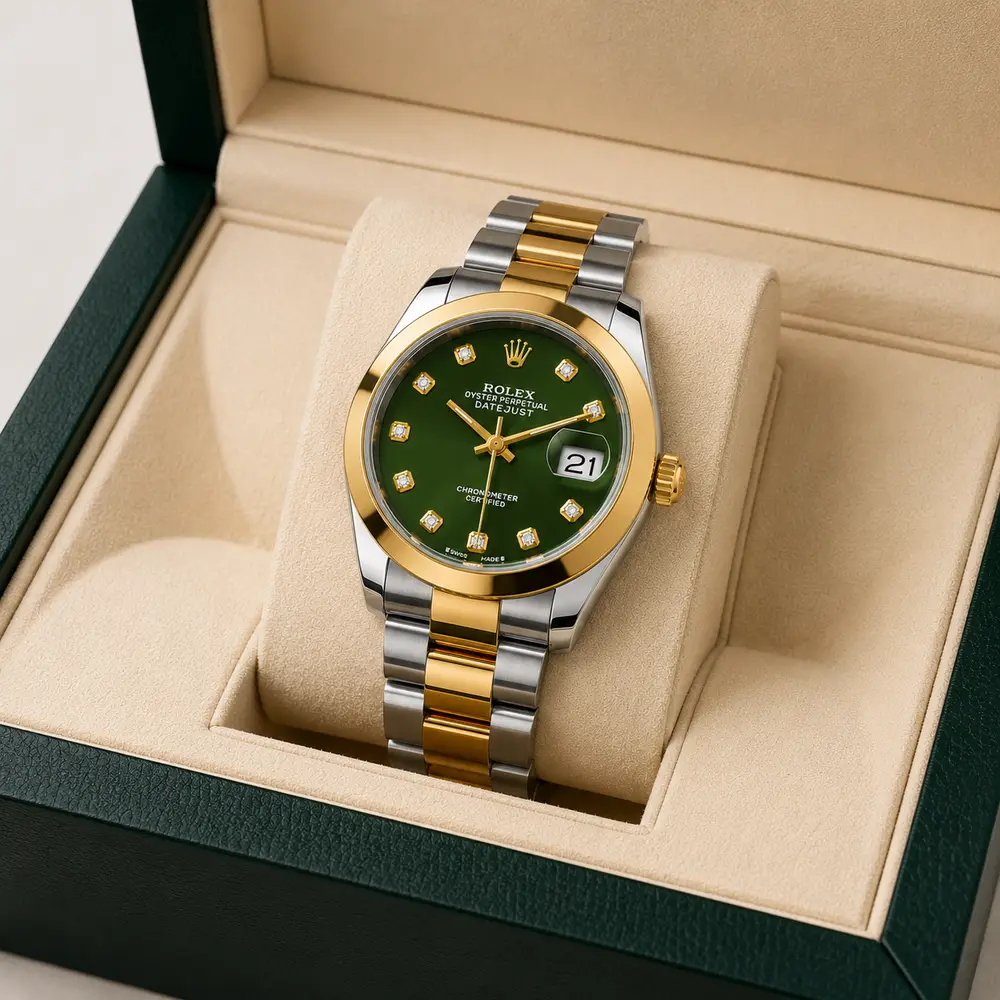 Rolex Datejust Green Diamond Two-Tone Watch