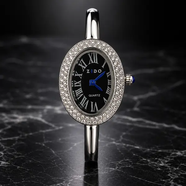 ZIDO Crystal Oval Bangle Watch for Women