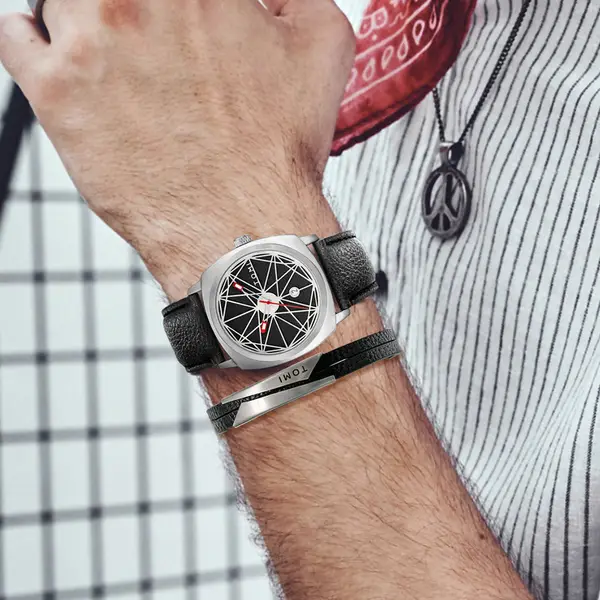 Mens Business Quartz Watch Bracelet Set