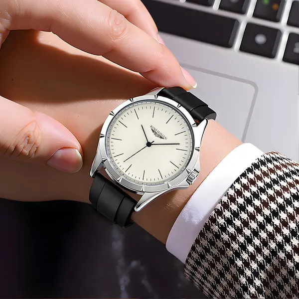 Leather Strap Waterproof Quartz Mens Watch