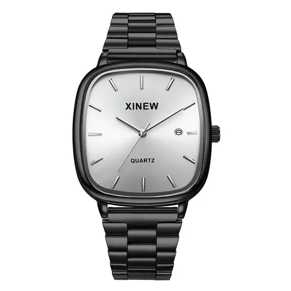 Fashionable Stainless Steel Strap Minimalist Calendar Quartz Watch