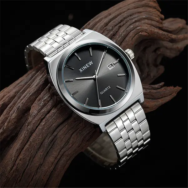 Student-style Fashionable Stainless Steel Strap Calendar Quartz Mens Watch