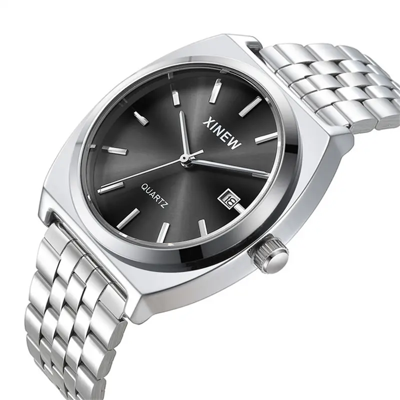 Student-style Fashionable Stainless Steel Strap Calendar Quartz Mens Watch