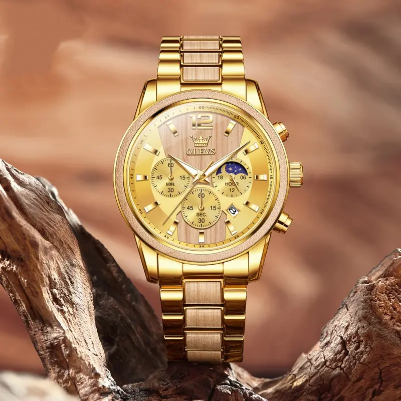 Mens Quartz Watch With Calendar Six Hands